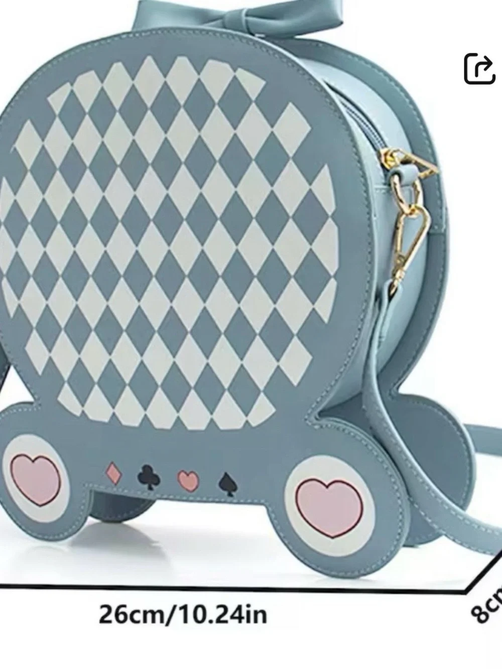 Blue Kids Carriage Crossbody Bag with Heart Accents